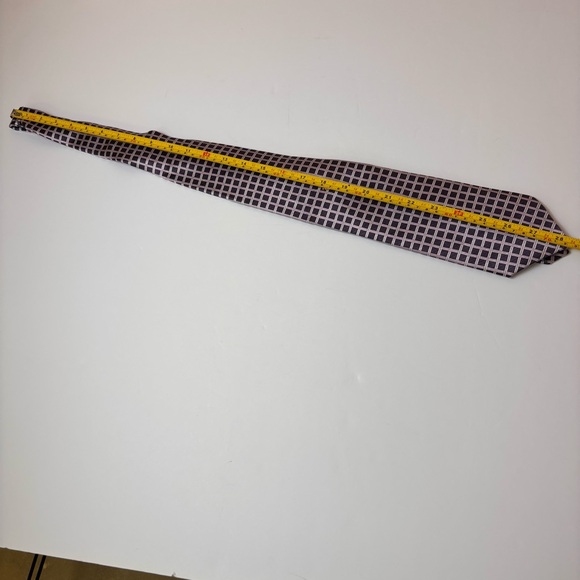 John Weitz Vintage 70's Silk Tie Handmade Geometric Checkered Pattern 57x3.75 - Picture 7 of 8